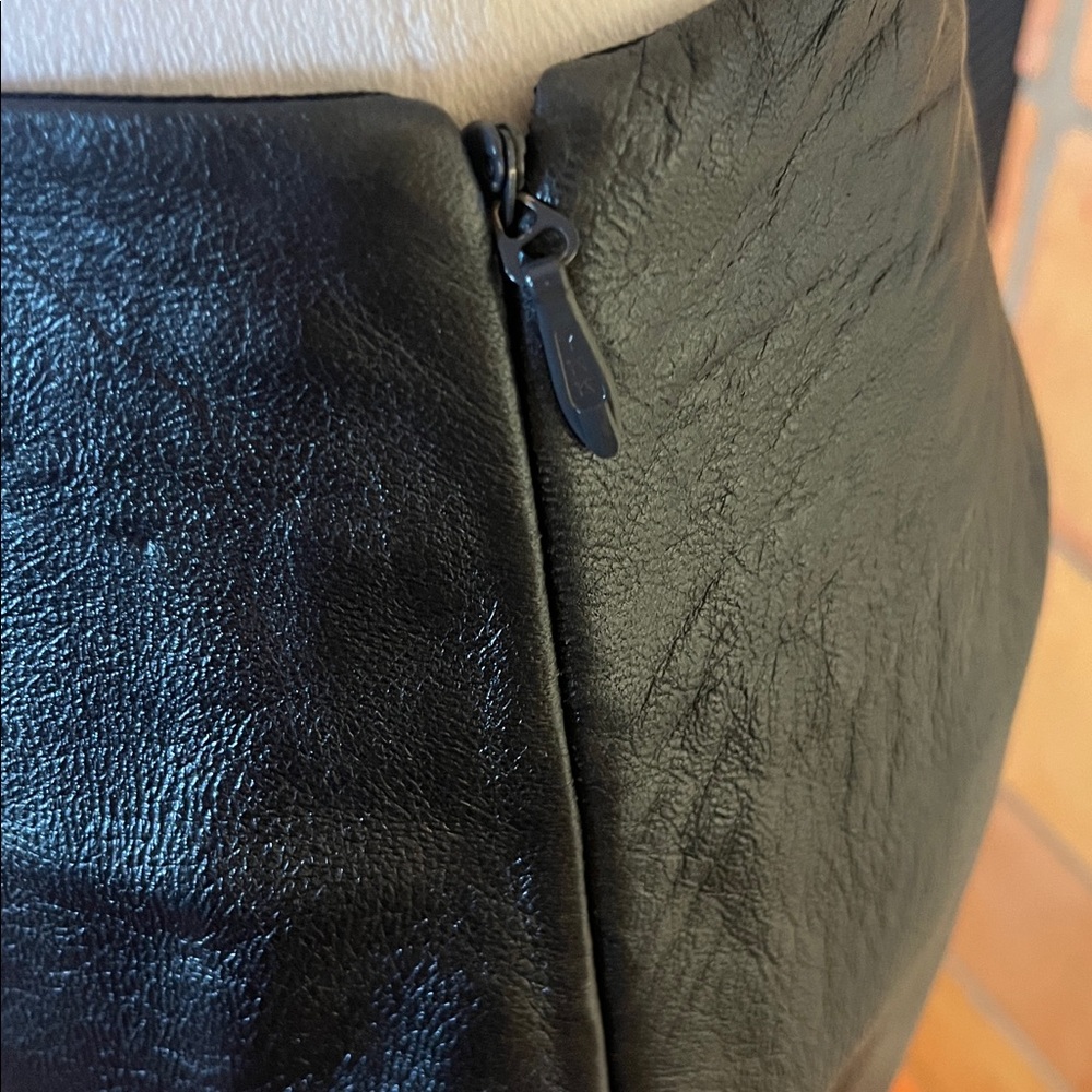 Vintage Shelli Segal Black Leather Maxi Sirt, size 6 - Picture 4 of 10
